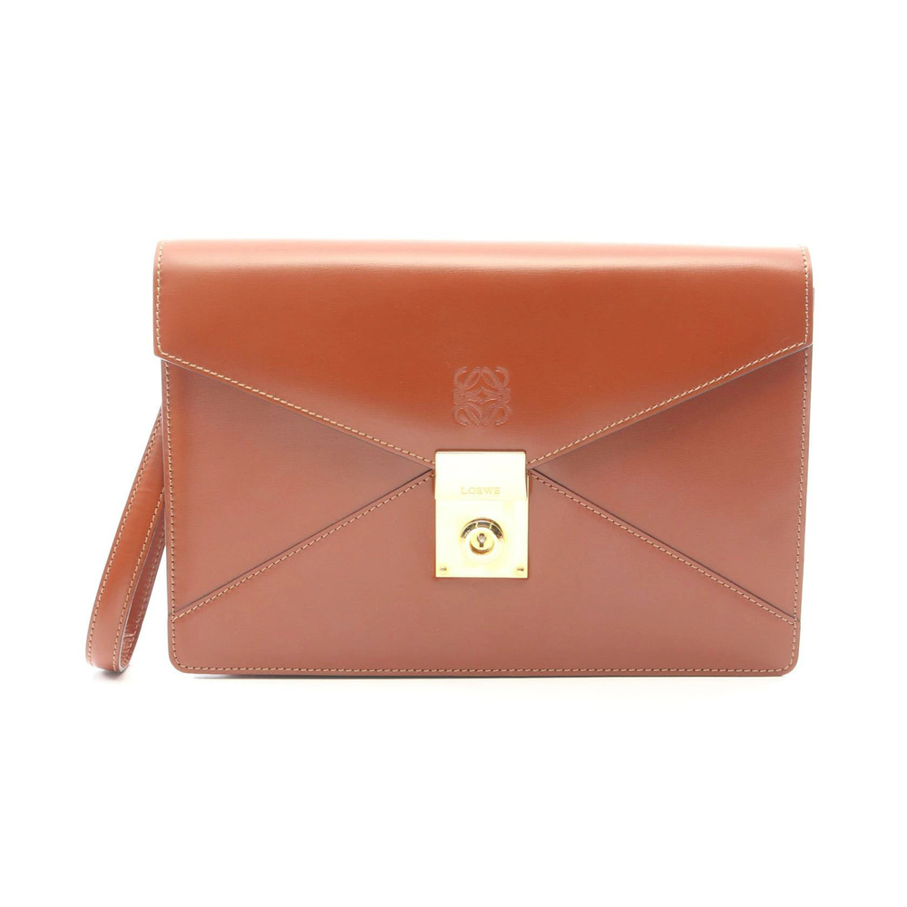 Loewe Anagram Shoulder Bag Clutch Leather Brown